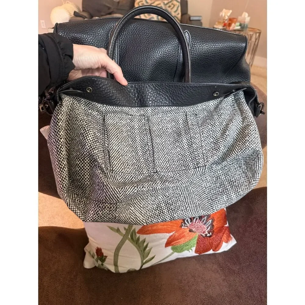REBECCA MINKOFF SATCHEL BAG  JULES BLK ON BLK LEATHER & HARDWARE w/STRAP EUC
